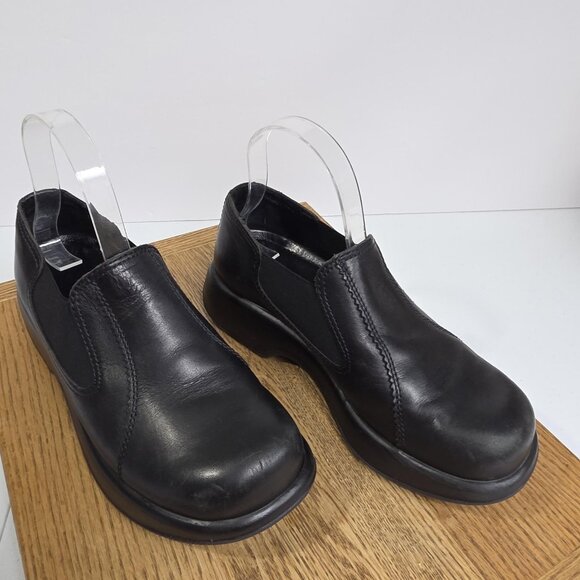 Dansko Shoes Womens Black Slip On Leather Comfort Work Nursing Elastic Gore - Picture 1 of 9